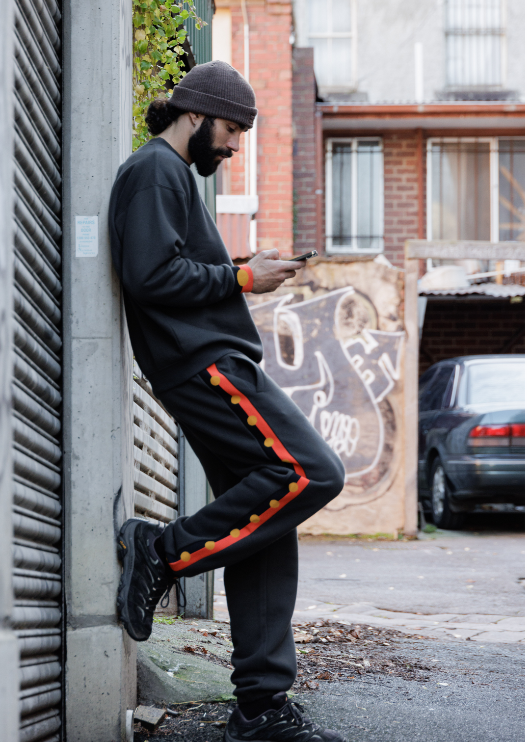 Charcoal Flag Track Pants